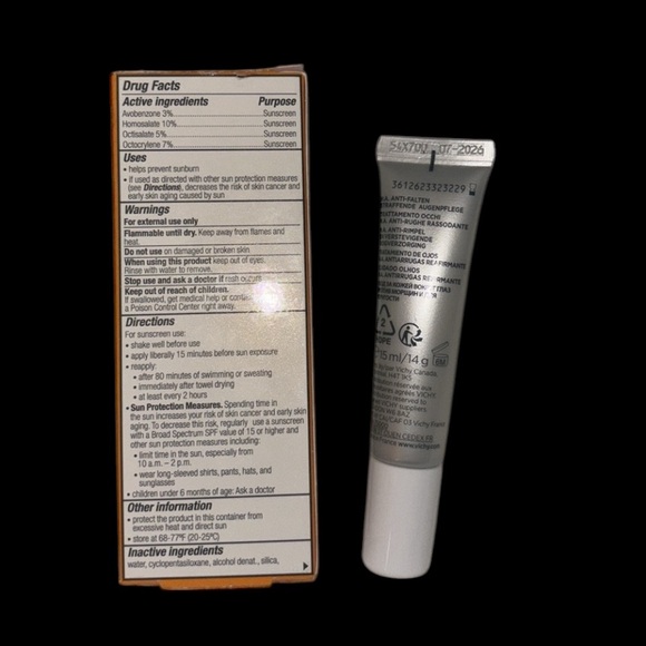 DUO: Vichy Skincare CapitalSoleil 50 Face +Lift Activ eye cream NIB ♥️COMBO DEAL - Picture 2 of 2